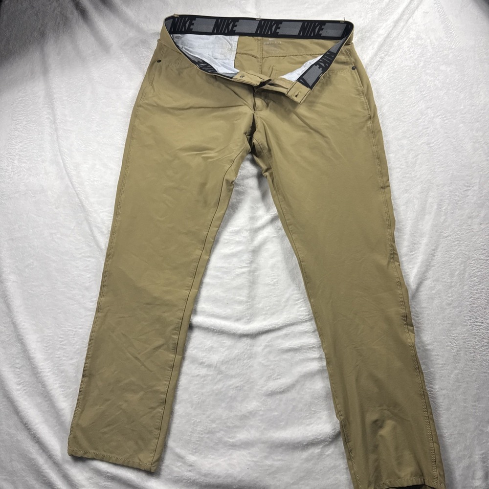 NWOT Nike Dri-Fit Men's 34x32 Khaki Tan Stretch Standard Golf Pants Modern Chino